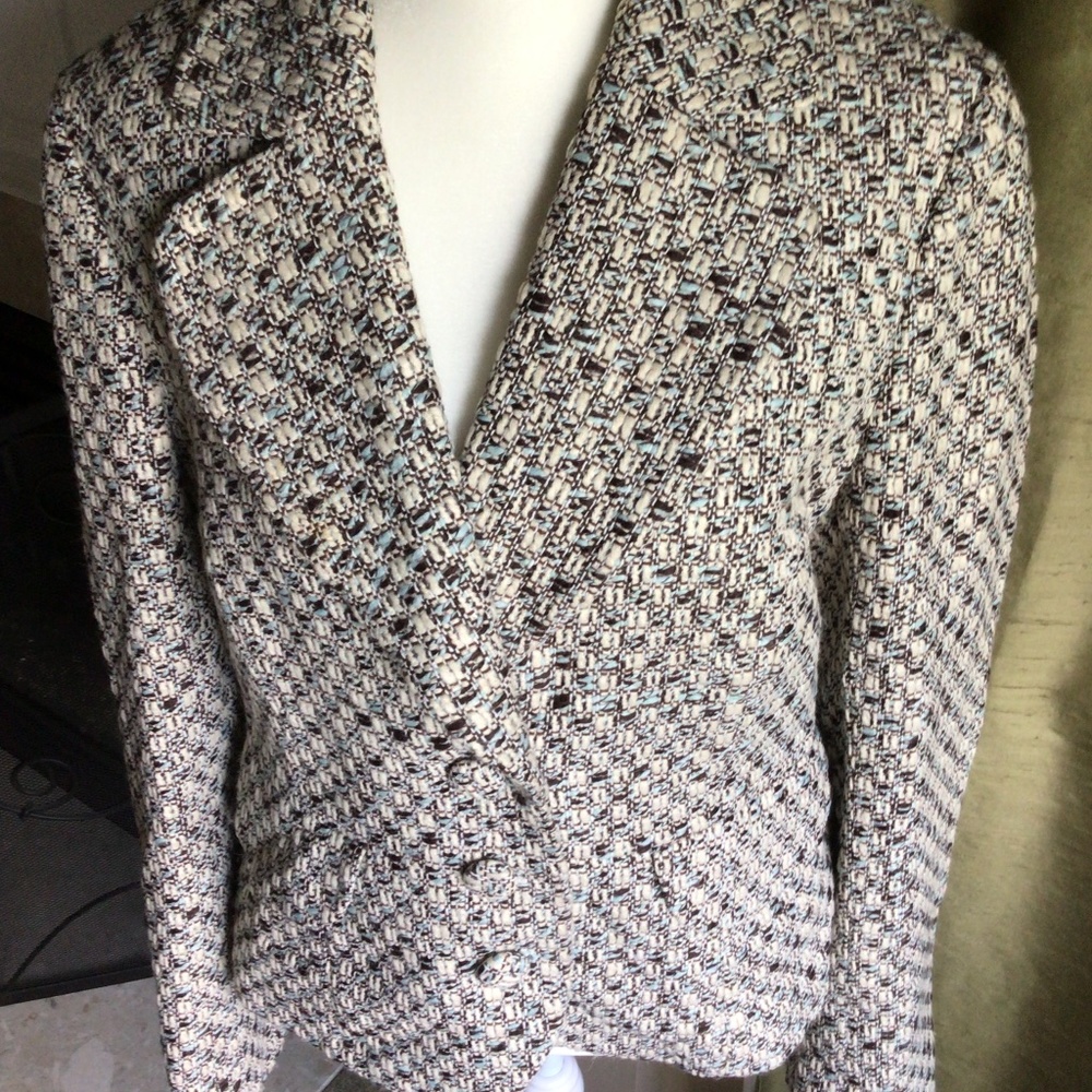 Loft  blazer size 8, tan brown light blue